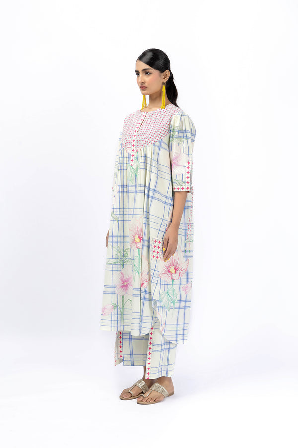 Tartan flower king shirt + placate pant set