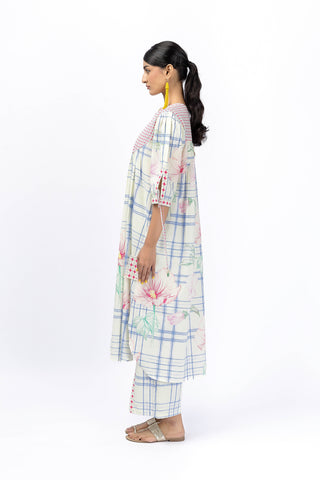 Tartan flower king shirt + placate pant set
