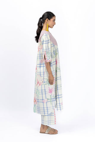 Tartan flower king shirt + placate pant set