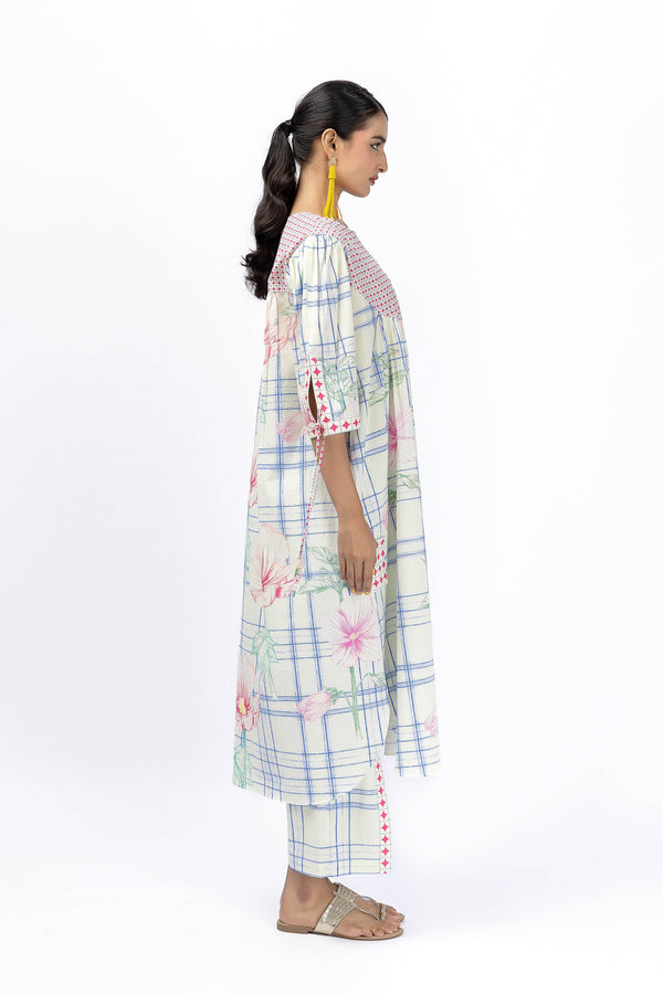 Tartan flower king shirt + placate pant set