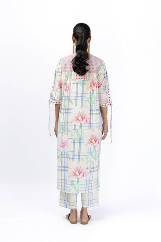Tartan flower king shirt + placate pant set