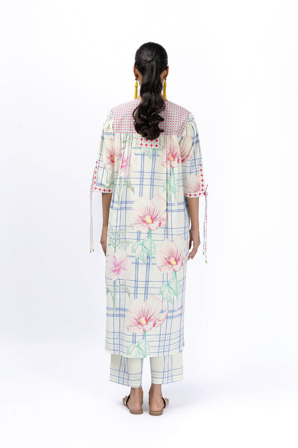 Tartan flower king shirt + placate pant set