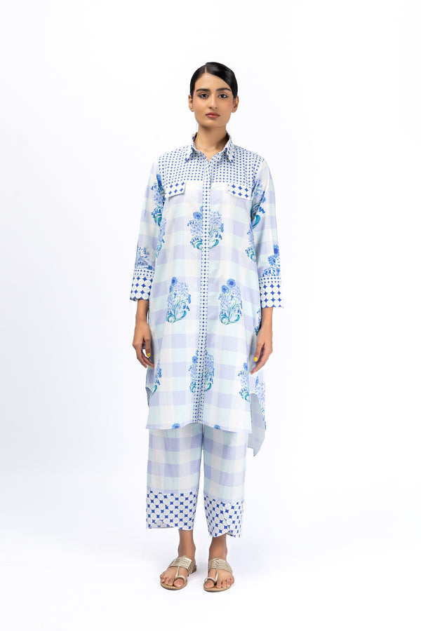 Roses Blue Safari Shirt + Tulip Pants