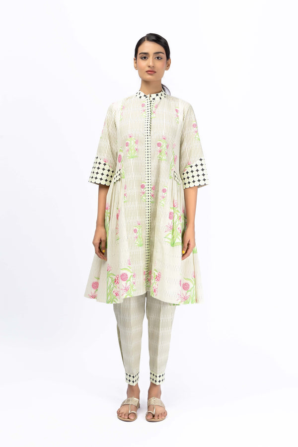 Roses Booti Flare Shirt + Pleat Pant Set