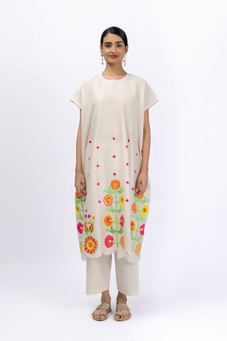 Marigold Festive Kaftan Embroidered Top + Pant