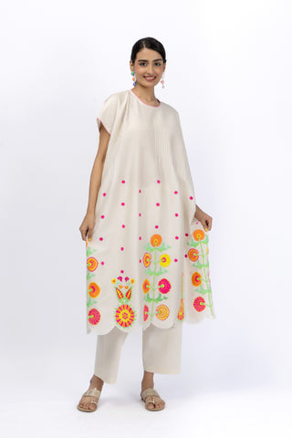 Marigold Festive Kaftan Embroidered Top + Pant