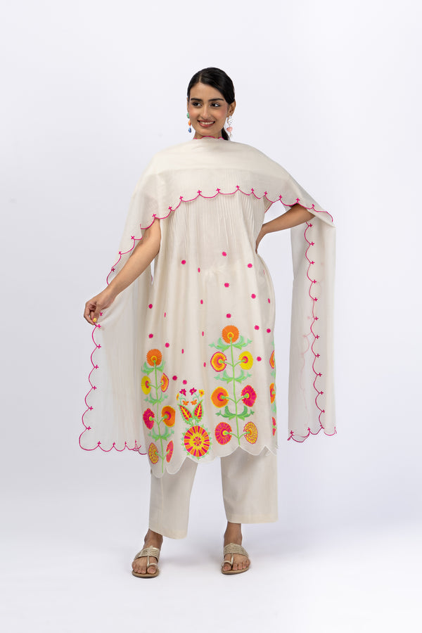 Marigold Festive Kaftan Embroidered Top + Pant