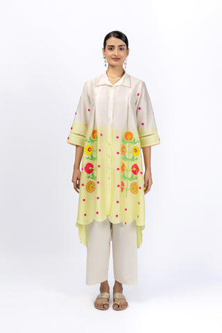 Marigold Festive  Pleat Hi Low Shirt + Pant