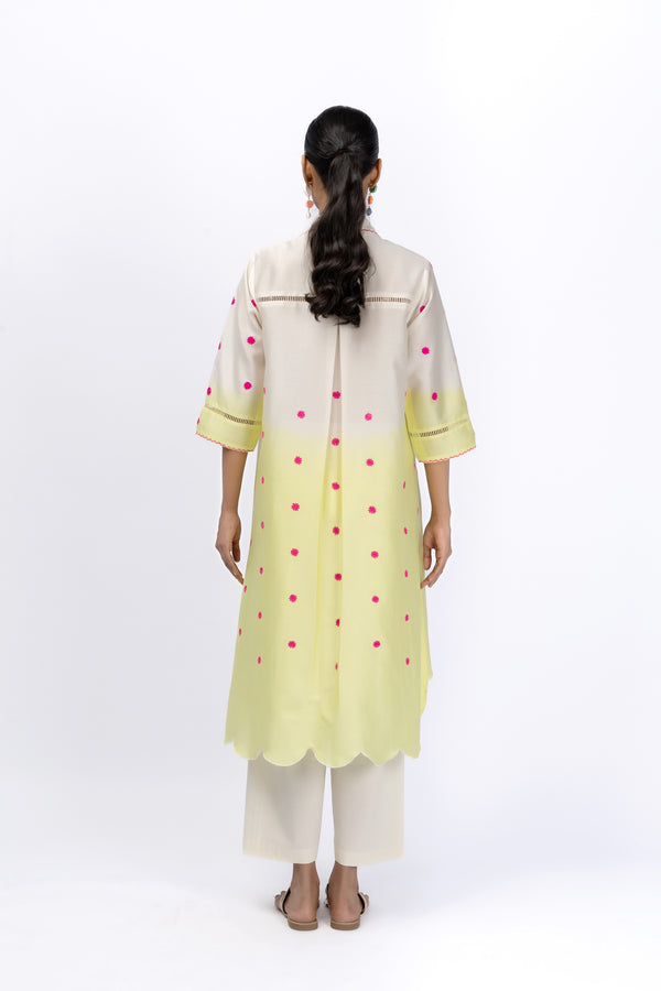 Marigold Festive  Pleat Hi Low Shirt + Pant