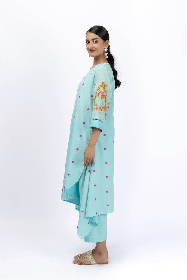 Marigold Festive Asymmetric Shirt + Pant Set