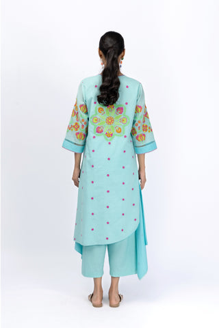Marigold Festive Asymmetric Shirt + Pant Set