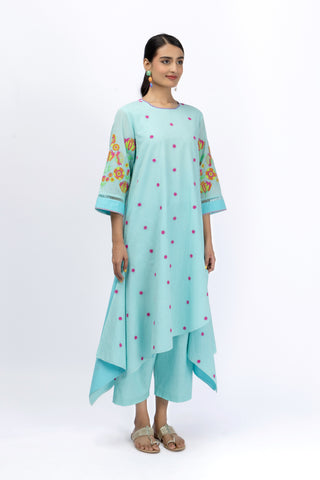 Marigold Festive Asymmetric Shirt + Pant Set