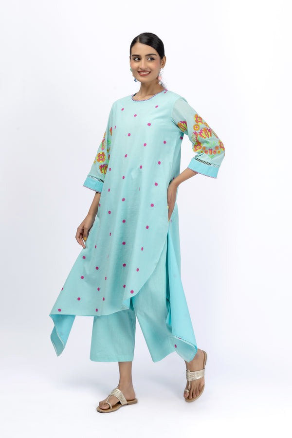 Marigold Festive Asymmetric Shirt + Pant Set