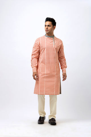 Red Bird Kurta Set