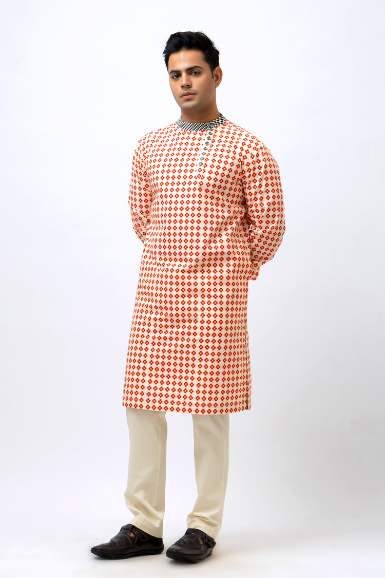 Red Bird Kurta Set