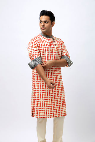 Red Bird Kurta Set