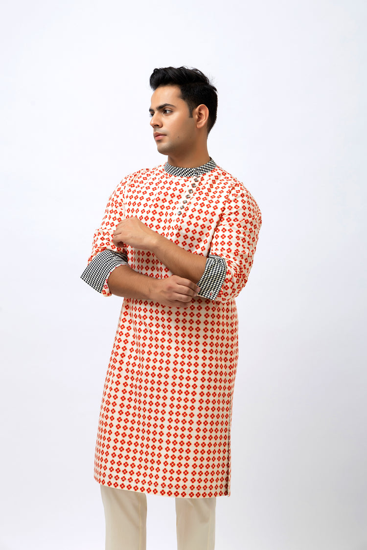 Red Bird Kurta Set