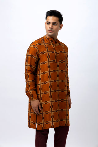 Chocolate Checks Kurta Set