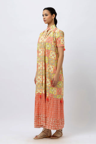 Great Fit - Block print maxi style tier dress.