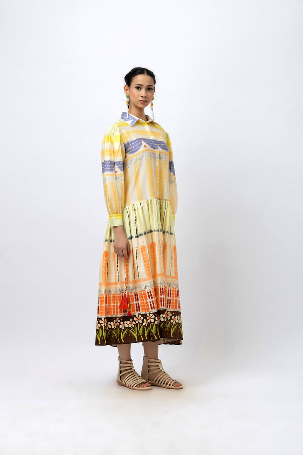 Handpainted vintage shirt dress