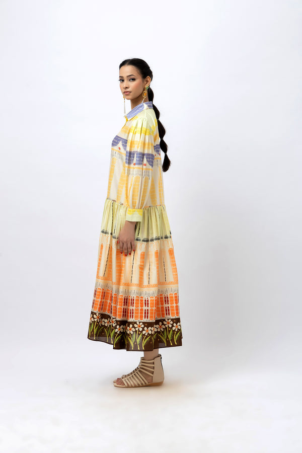 Handpainted vintage shirt dress
