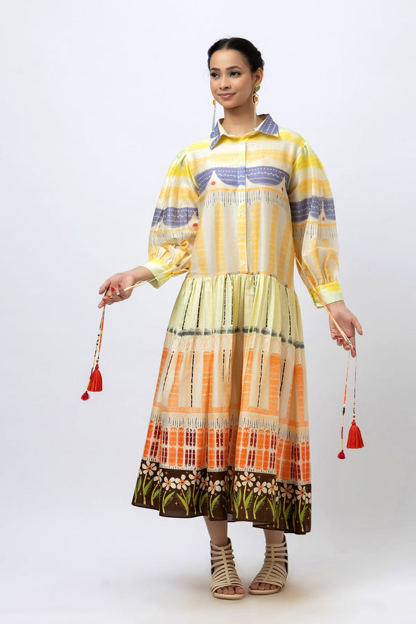 Handpainted vintage shirt dress
