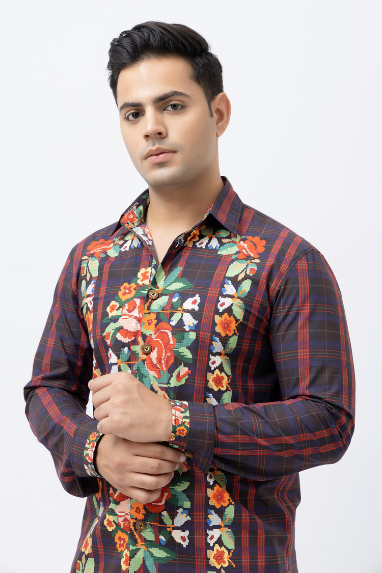 Pixel Flowers Men Shirt