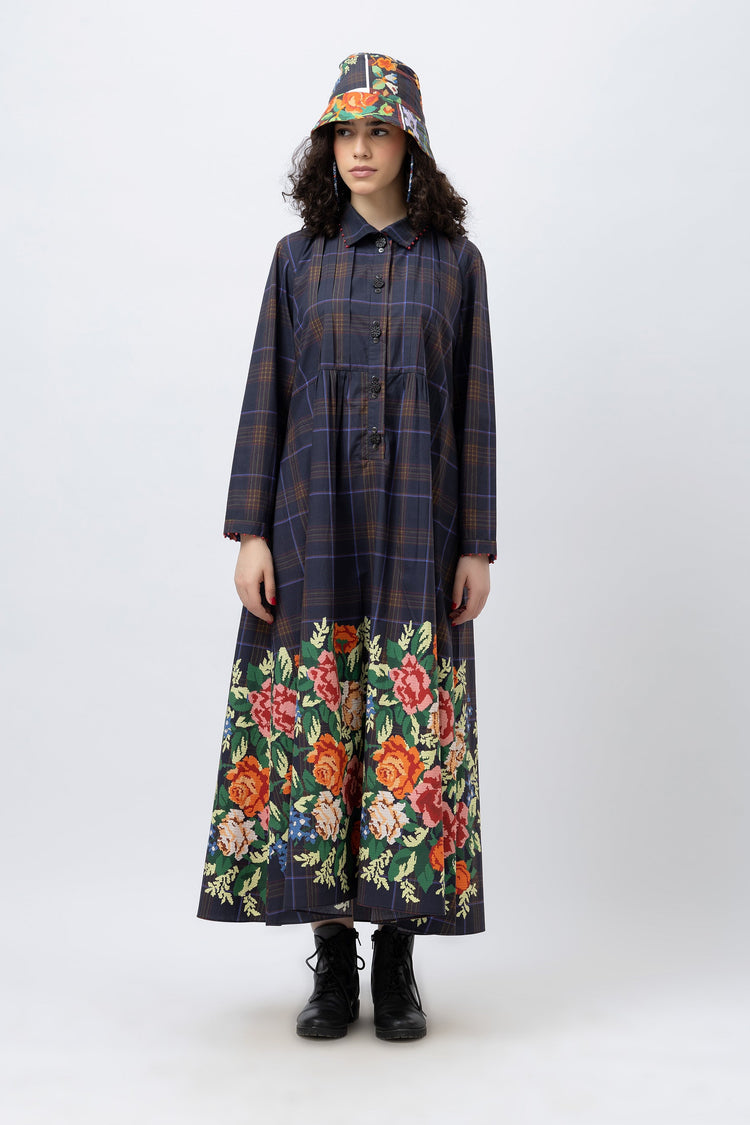 Pixel Maxi Tartan Dress