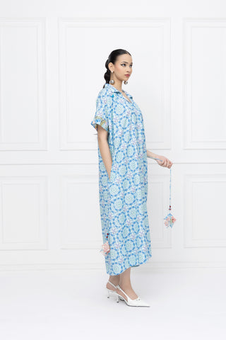 Ocean Tiles Kaftan Dress