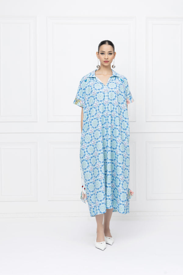Ocean Tiles Kaftan Dress