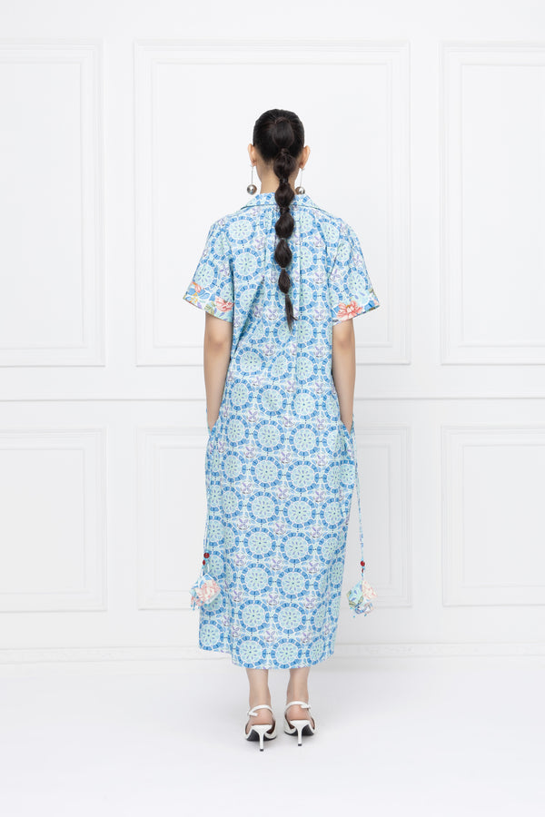 Ocean Tiles Kaftan Dress