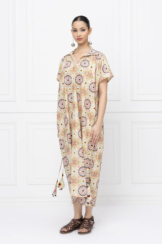 Floral Circles Kaftan Dress