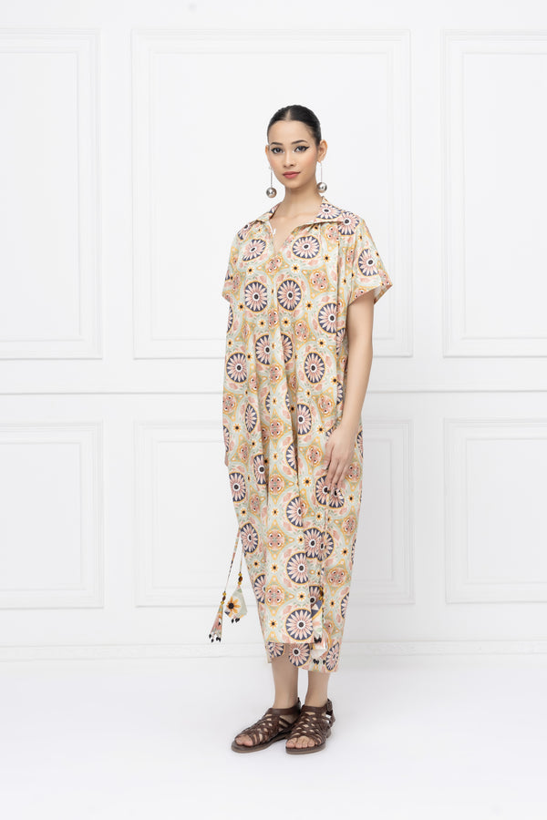 Floral Circles Kaftan Dress