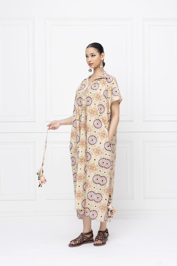 Floral Circles Kaftan Dress