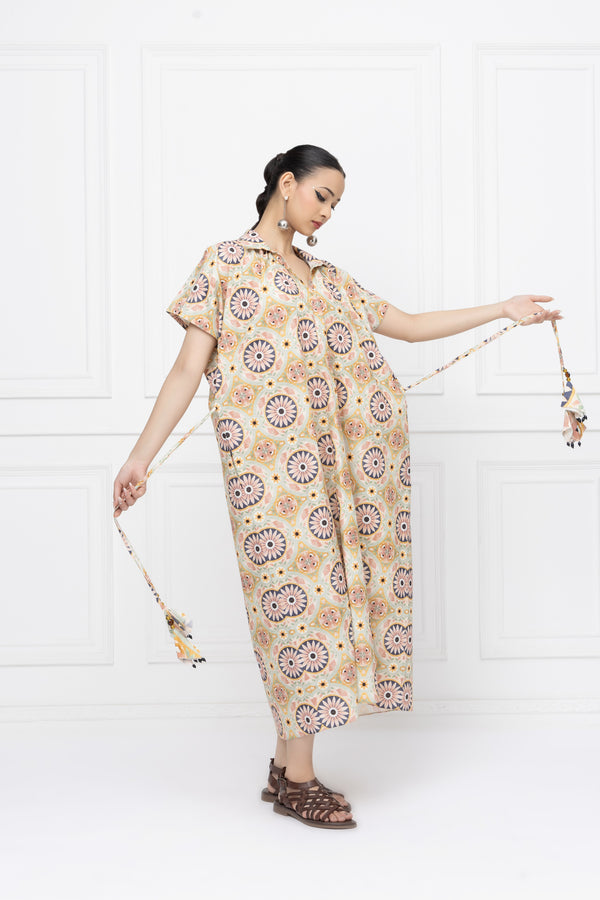 Floral Circles Kaftan Dress