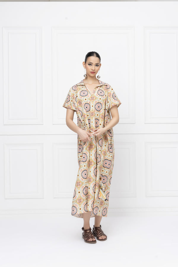 Floral Circles Kaftan Dress