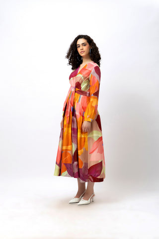 Wrap cotton watercolor maxi