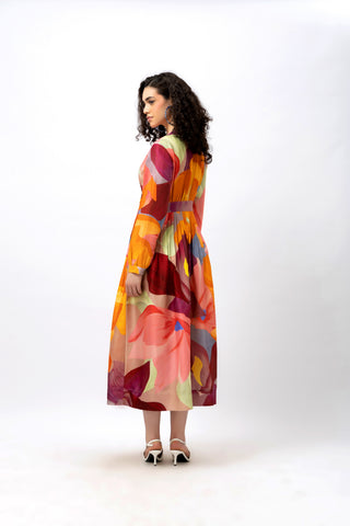 Wrap cotton watercolor maxi