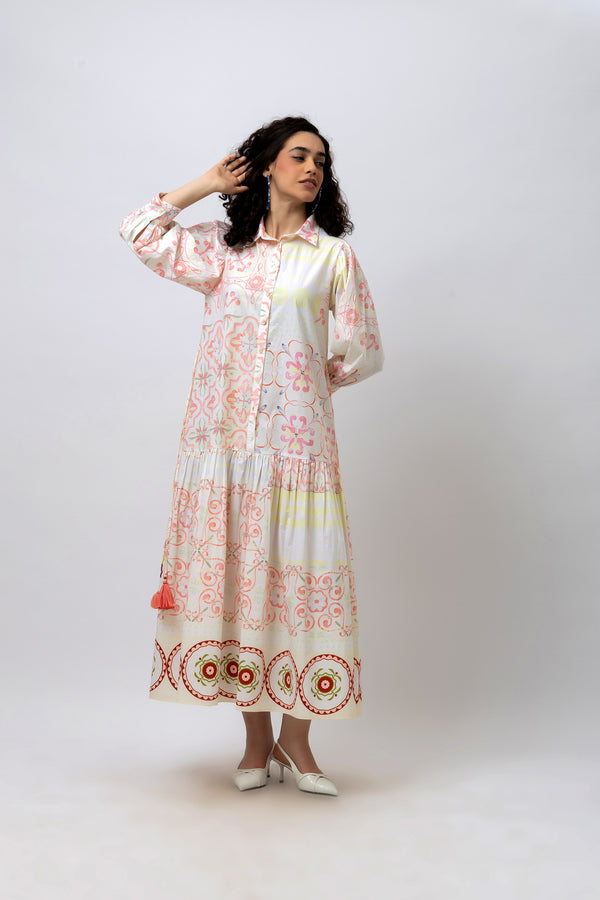 Persian Tile Pastel Maxi Dress