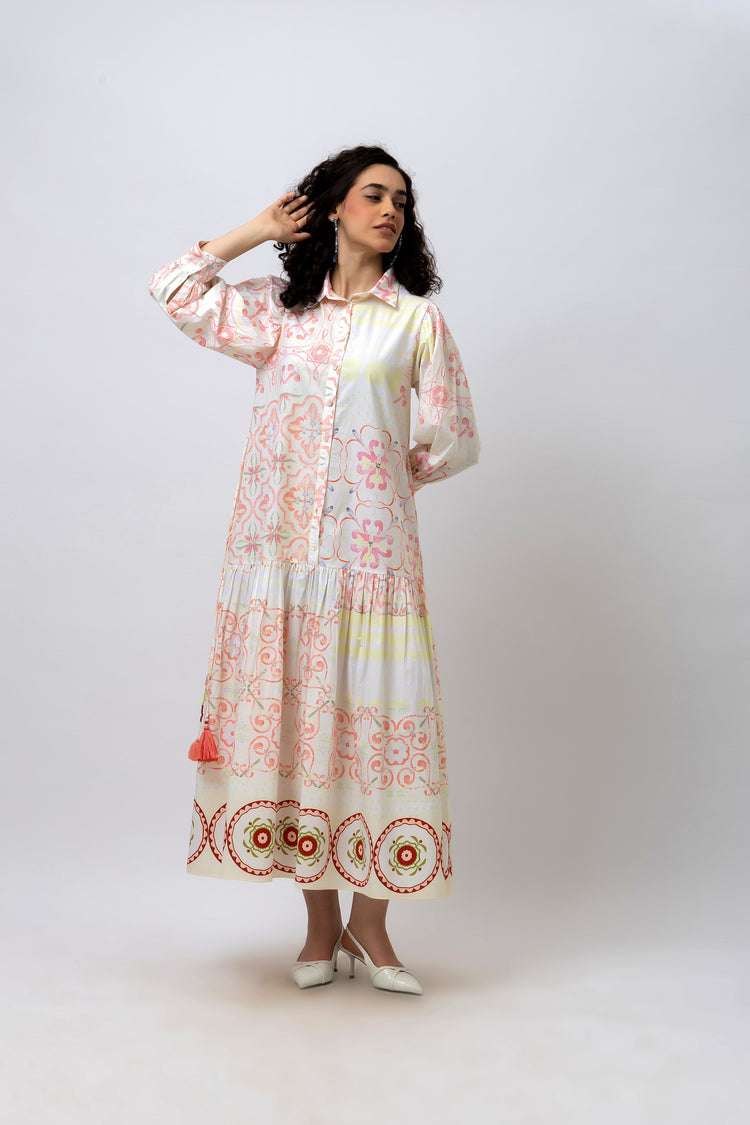 Persian Tile Pastel Maxi Dress
