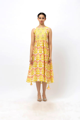 Summer Smocked Midi Dress