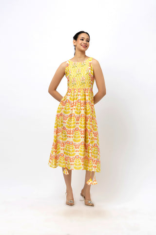 Summer Smocked Midi Dress