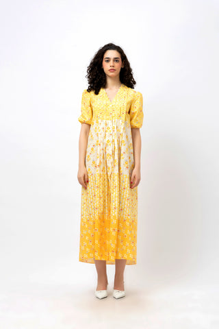 Great Fit -Summer Lemonade multi pleat dress.