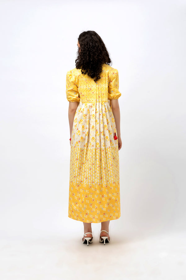 Great Fit -Summer Lemonade multi pleat dress.