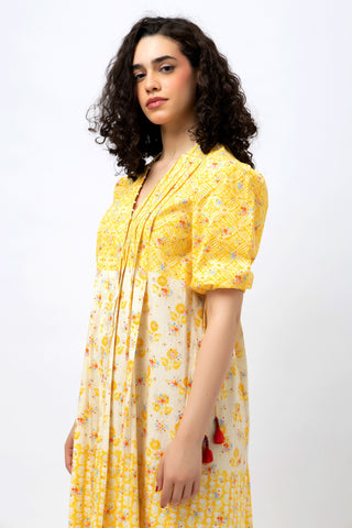 Great Fit -Summer Lemonade multi pleat dress.