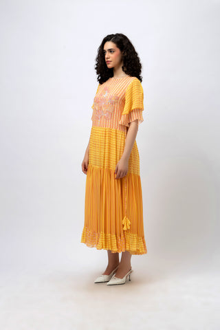Midi Multi Print Georgette Dress