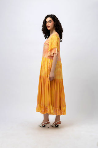 Midi Multi Print Georgette Dress
