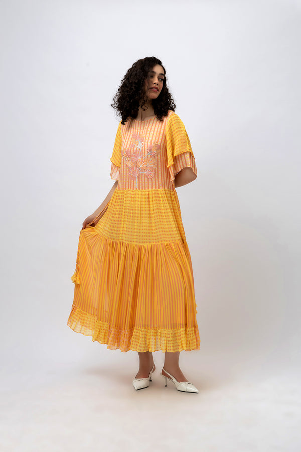 Midi Multi Print Georgette Dress