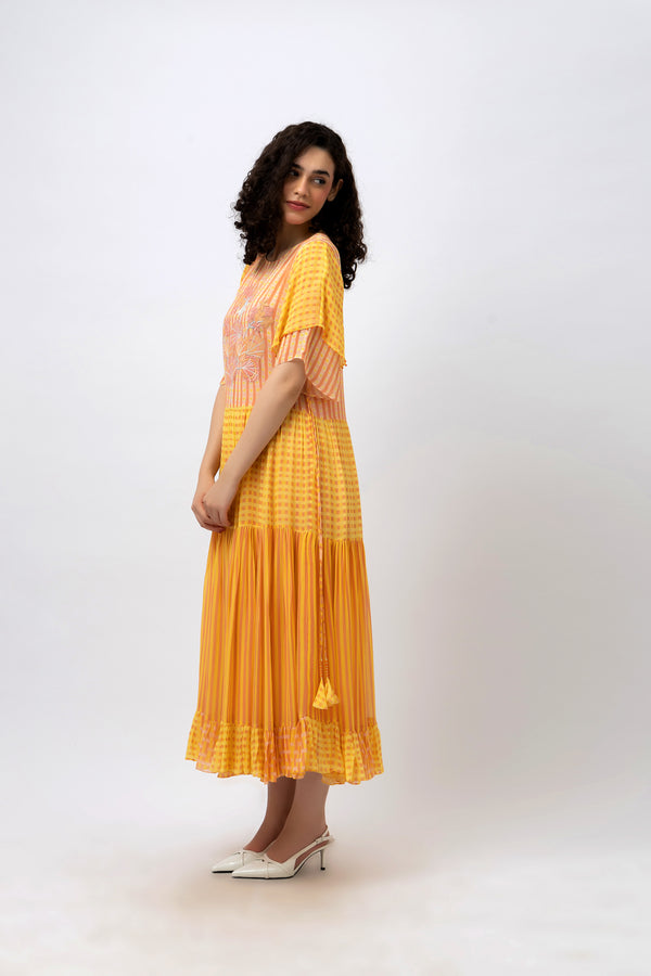 Midi Multi Print Georgette Dress