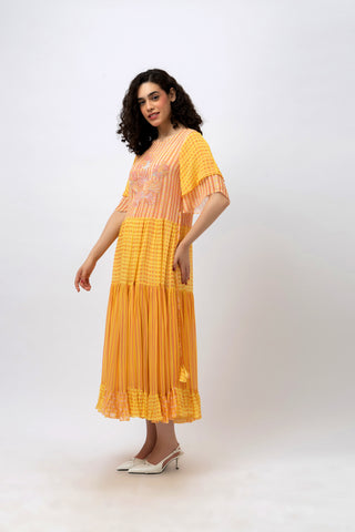 Midi Multi Print Georgette Dress